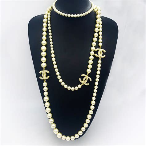 cost of chanel pearl necklace|Chanel pearl long strand necklaces.